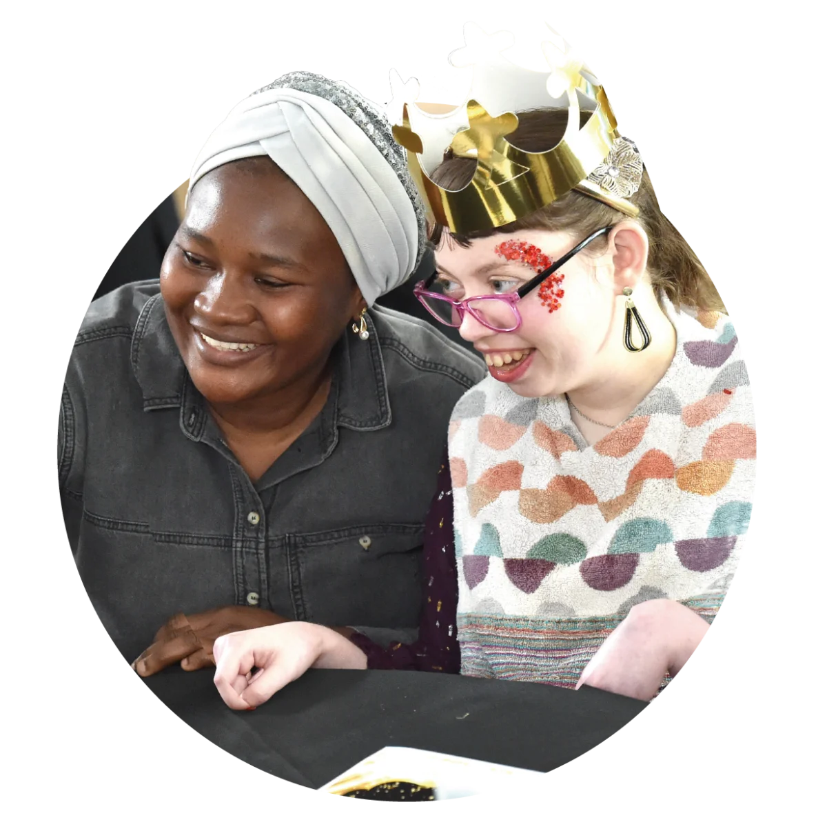 Arts and crafts with service users and support workers